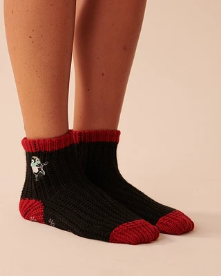 Knitted Socks with Winter Embroidery