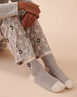 Knitted Socks with Winter Embroidery