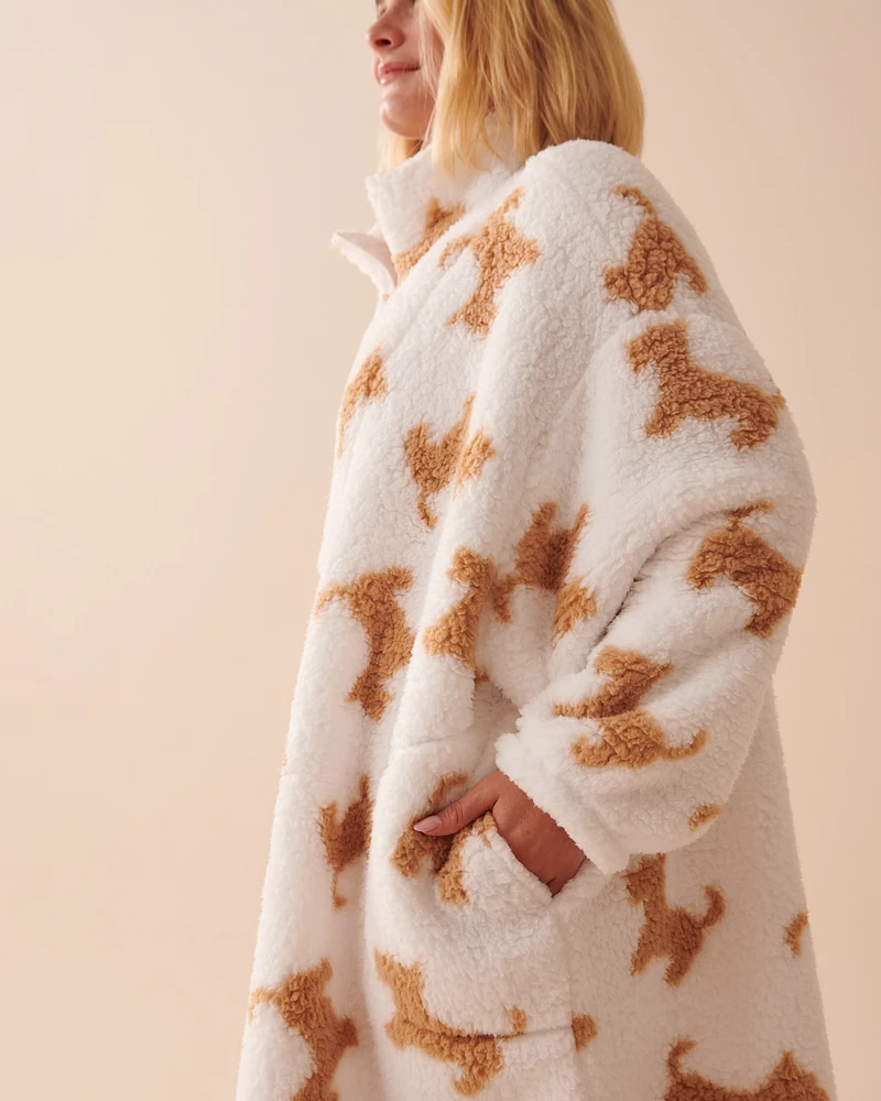 Chandail surdimensionné en sherpa à motif chien scottie