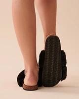 Pantoufles sandales en fausse fourrure