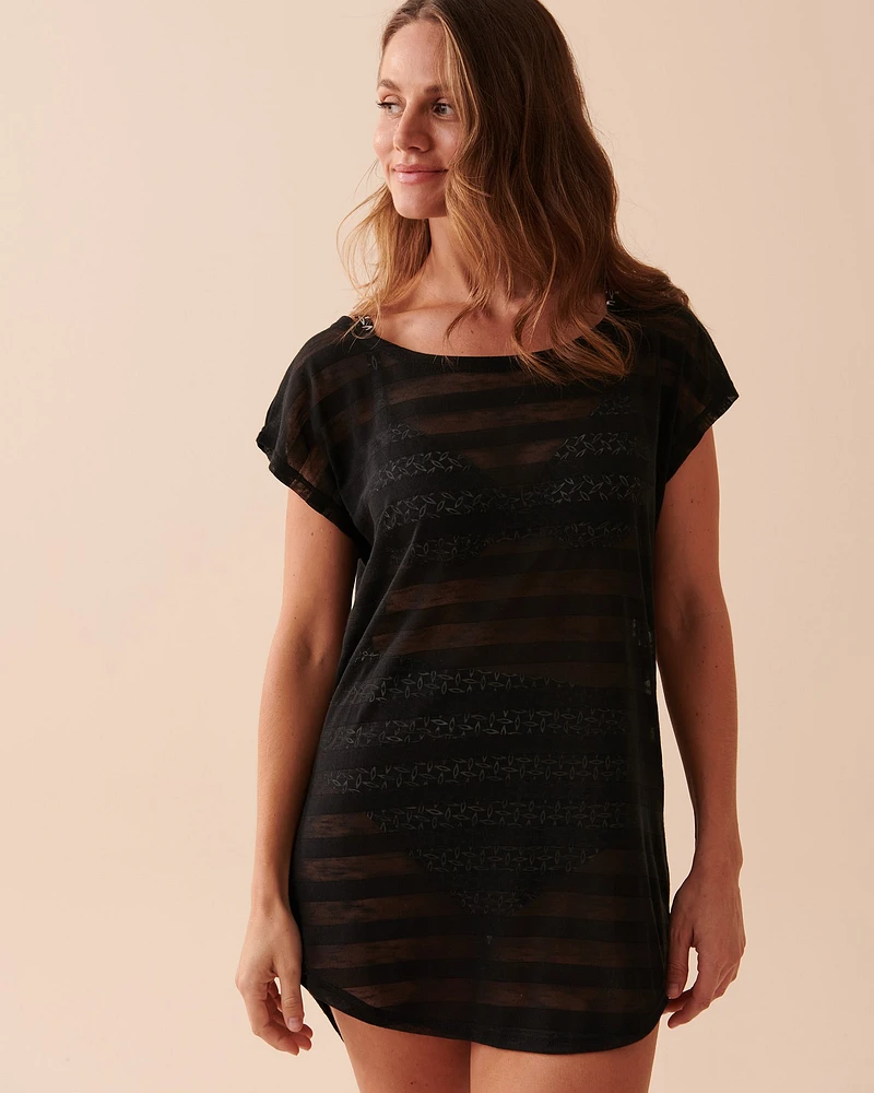 Shadow Stripe Mesh Tunic