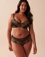 Soutien-gorge sans doublure résille et dentelle chatoyante