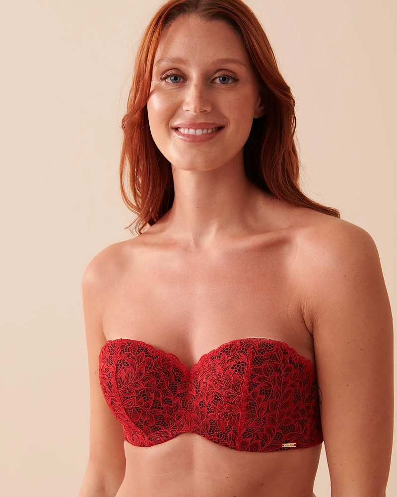 Soutien-gorge doublure légère sans bretelles en dentelle chatoyante