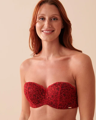 Soutien-gorge doublure légère sans bretelles en dentelle chatoyante