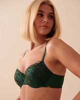 Lightly Lined Balconette Floral Applique Bra