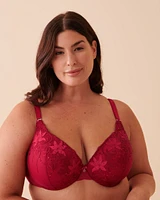 Soutien-gorge doublure légère dos lisse à fleurs appliquées