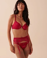 Soutien-gorge push-up fermeture avant à fleurs appliquées