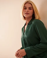 Satin Long Sleeve Button-down Shirt
