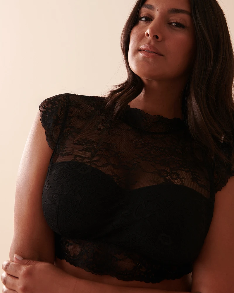 Floral Lace and Mesh 2-piece Set