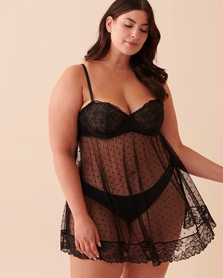 Swiss Dot Mesh Balconette Babydoll