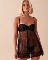 Swiss Dot Mesh Balconette Babydoll