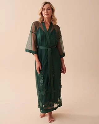 Kimono à fleurs en résille transparente