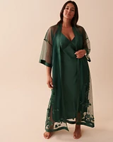 Kimono à fleurs en résille transparente