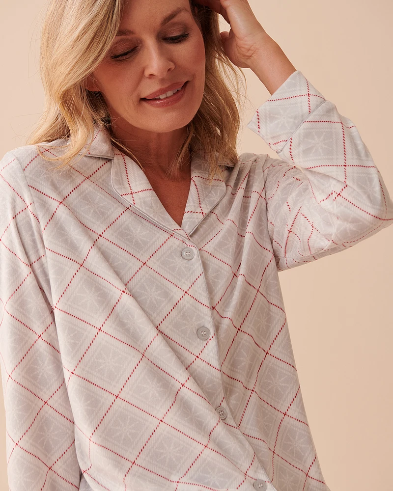 Luxury Velour Long Sleeve Button-down Shirt