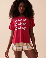 T-shirt col rond à motif chien scottie en fibres recyclées