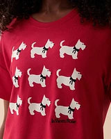 T-shirt col rond à motif chien scottie en fibres recyclées