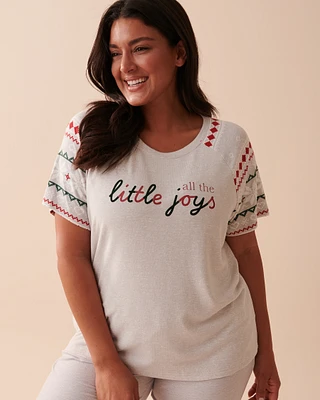 T-shirt col rond à imprimé nordique en fibres recyclées
