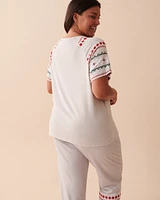 T-shirt col rond à imprimé nordique en fibres recyclées