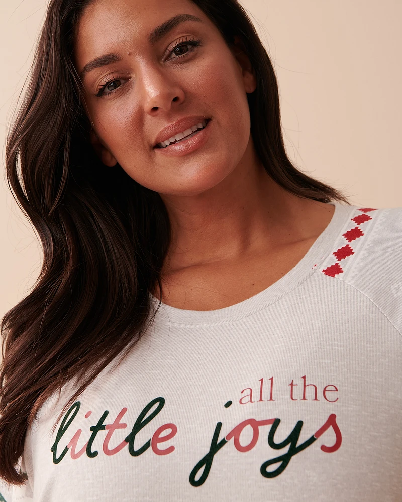 T-shirt col rond à imprimé nordique en fibres recyclées