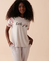 T-shirt col rond à imprimé nordique en fibres recyclées