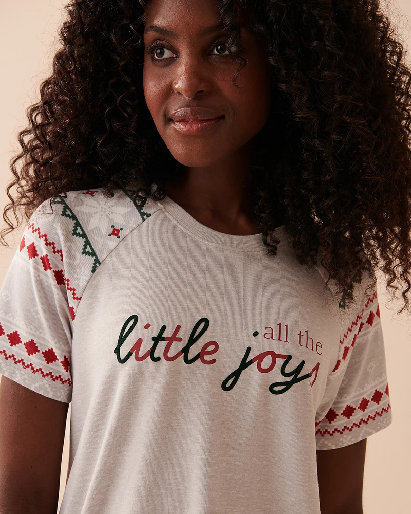 T-shirt col rond à imprimé nordique en fibres recyclées