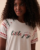 T-shirt col rond à imprimé nordique en fibres recyclées