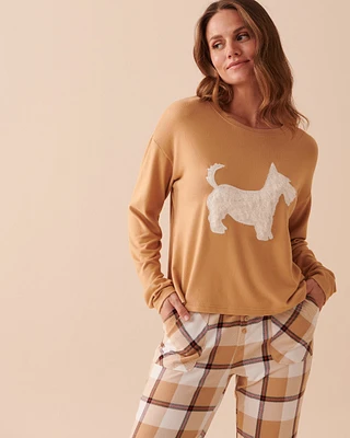Chandail manches longues en fibres recyclées à motif chien scottie