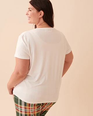 T-shirt col en V ultra doux à motif ourson