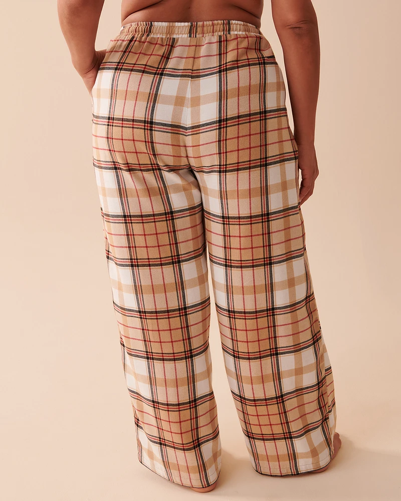 Pantalon jambe large à carreaux