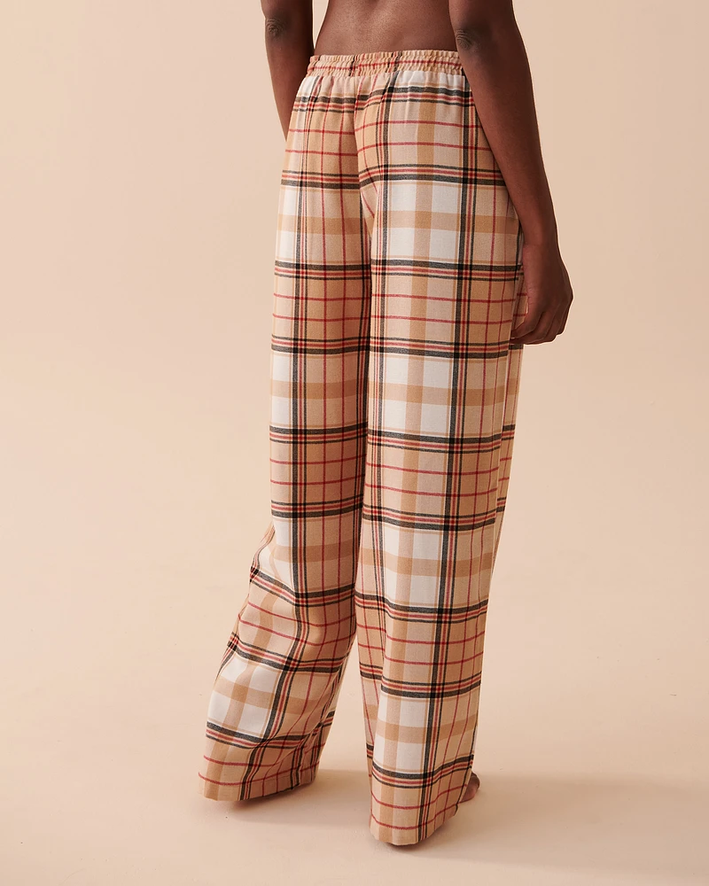 Pantalon jambe large à carreaux