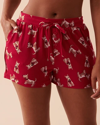 Short de pyjama ultra doux à motif chien scottie