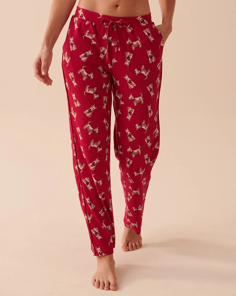 Pantalon de pyjama ultra doux à motif chien scottie