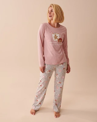 Ensemble pyjama en coton imprimé hivernal
