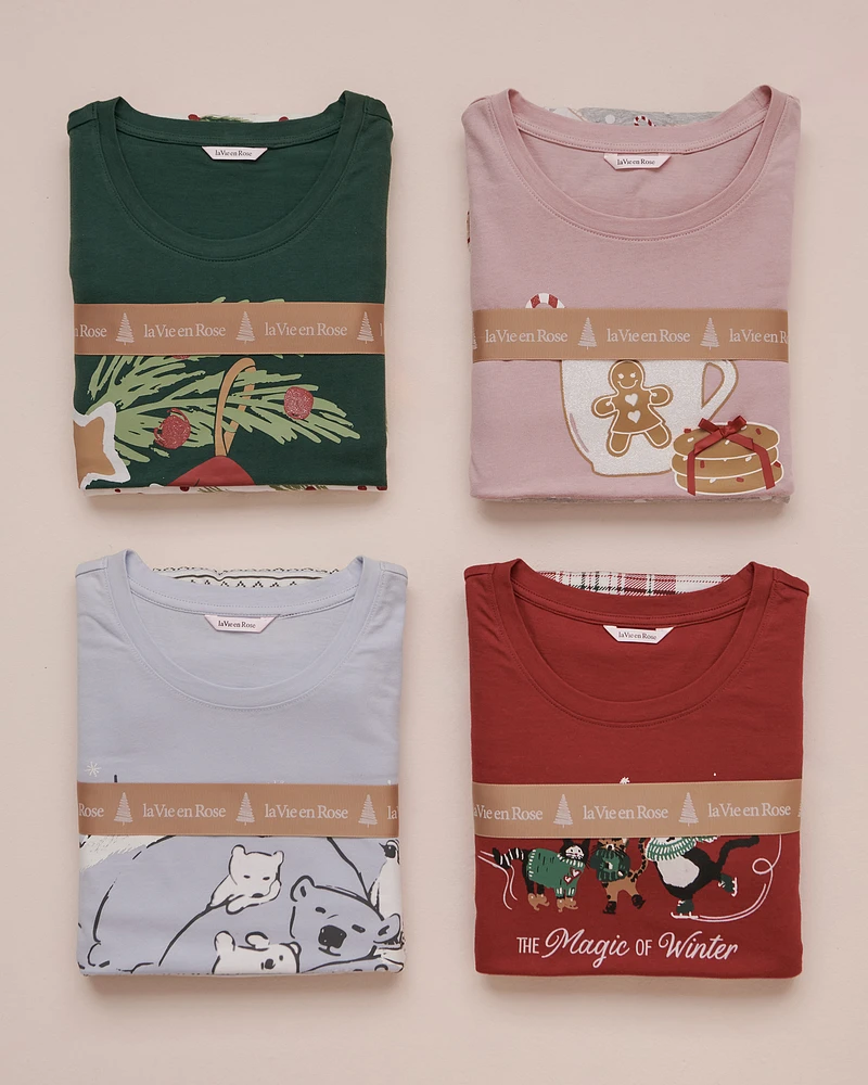 Ensemble pyjama en coton imprimé hivernal
