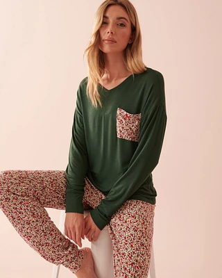 Ensemble pyjama manches longues à fleurs