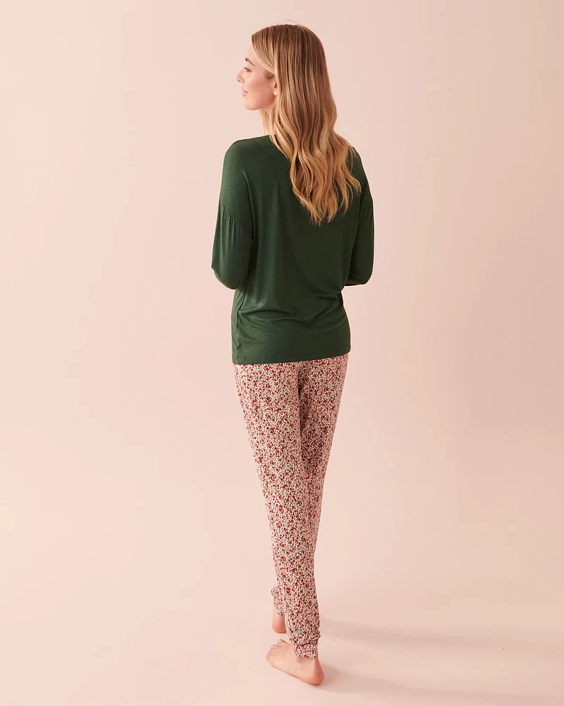 Ensemble pyjama manches longues à fleurs