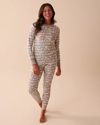 Ensemble pyjama en jersey gaufré imprimé hivernal