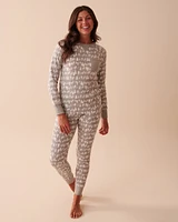 Winter Print Waffle Knit PJ Set