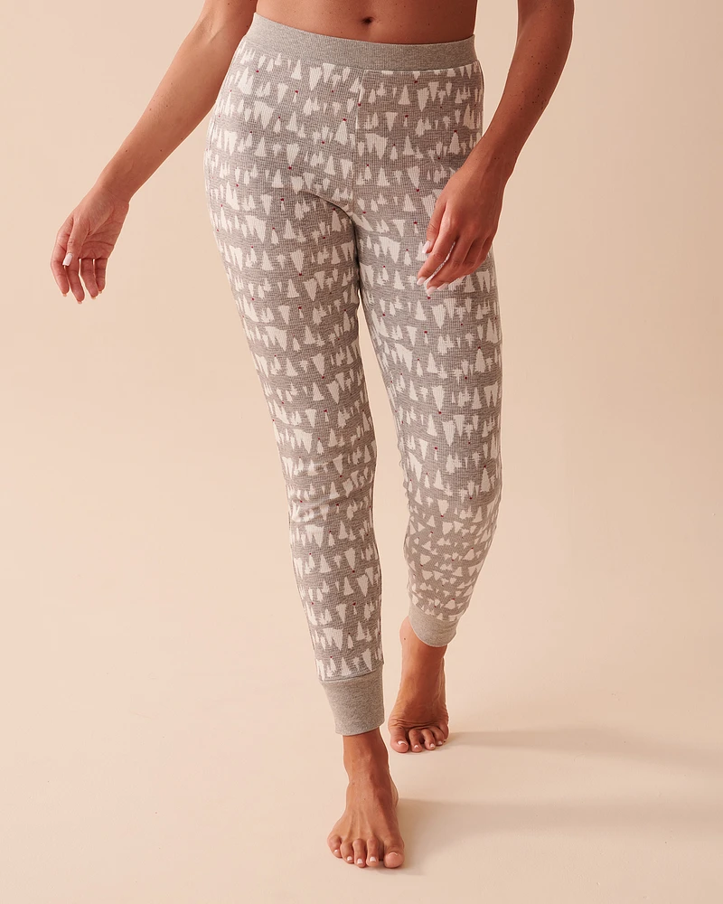 Winter Print Waffle Knit PJ Set