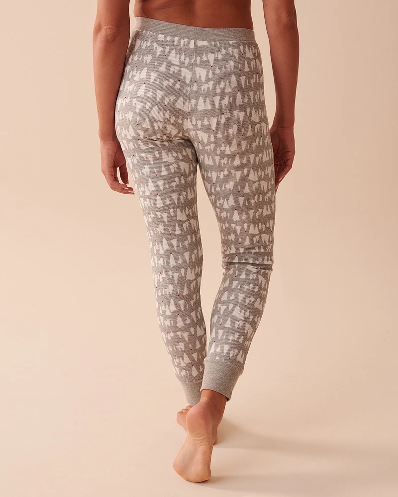 Winter Print Waffle Knit PJ Set