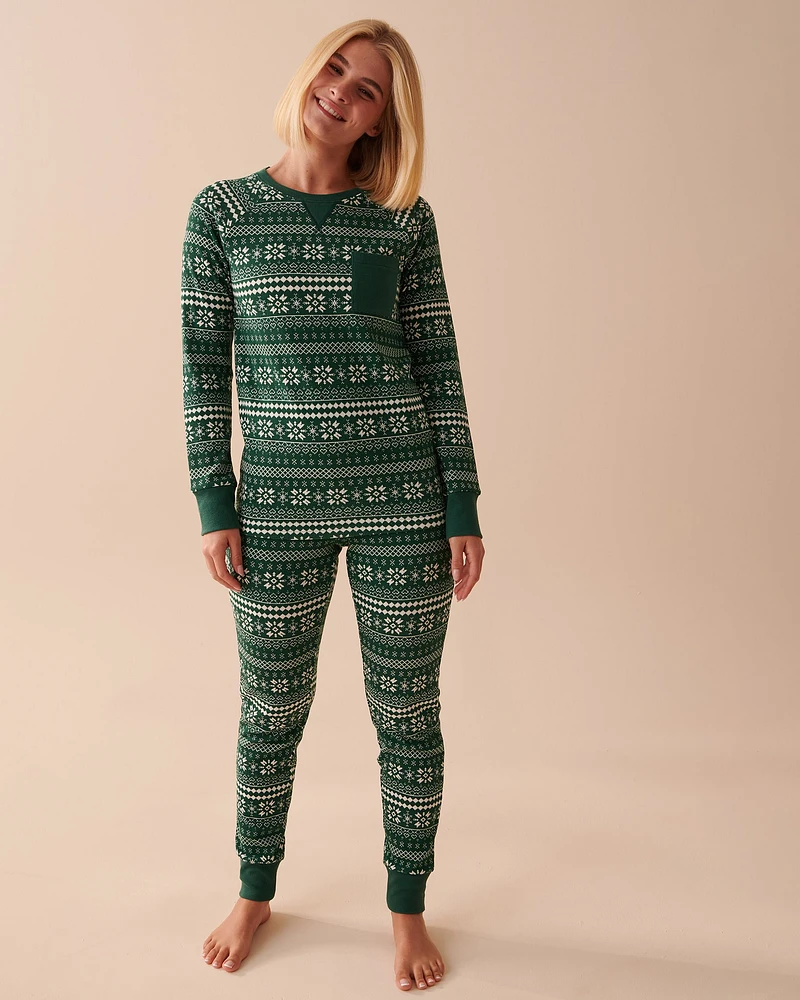 Ensemble pyjama en jersey gaufré imprimé nordique