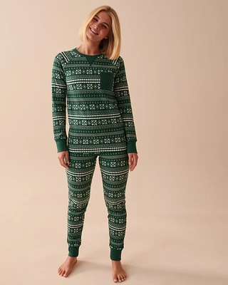 Ensemble pyjama en jersey gaufré imprimé nordique
