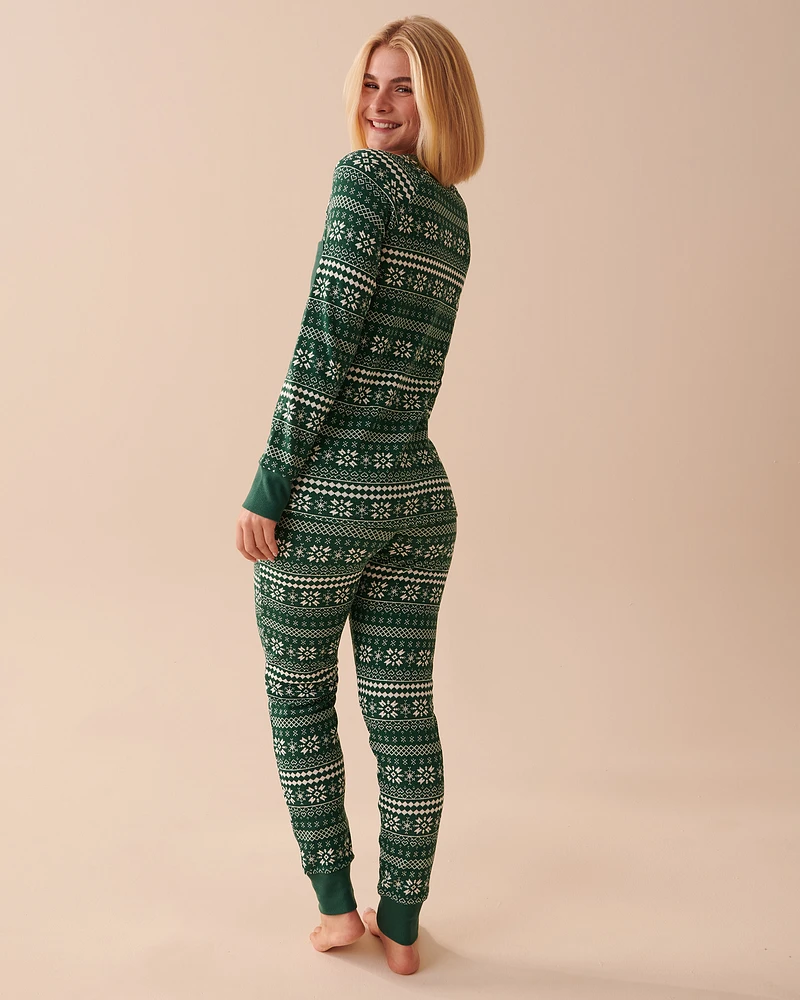 Ensemble pyjama en jersey gaufré imprimé nordique