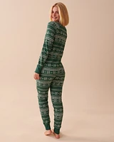 Ensemble pyjama en jersey gaufré imprimé nordique