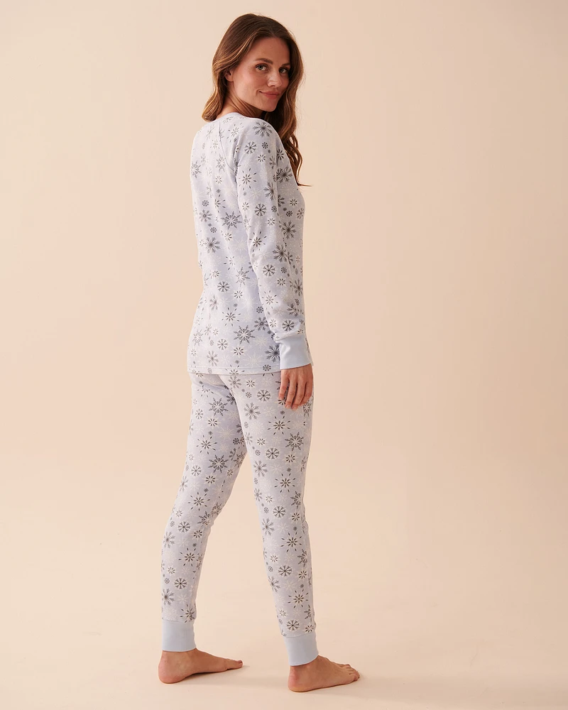 Ensemble pyjama en jersey gaufré à flocons