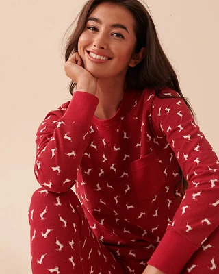 Ensemble pyjama en jersey gaufré imprimé animal