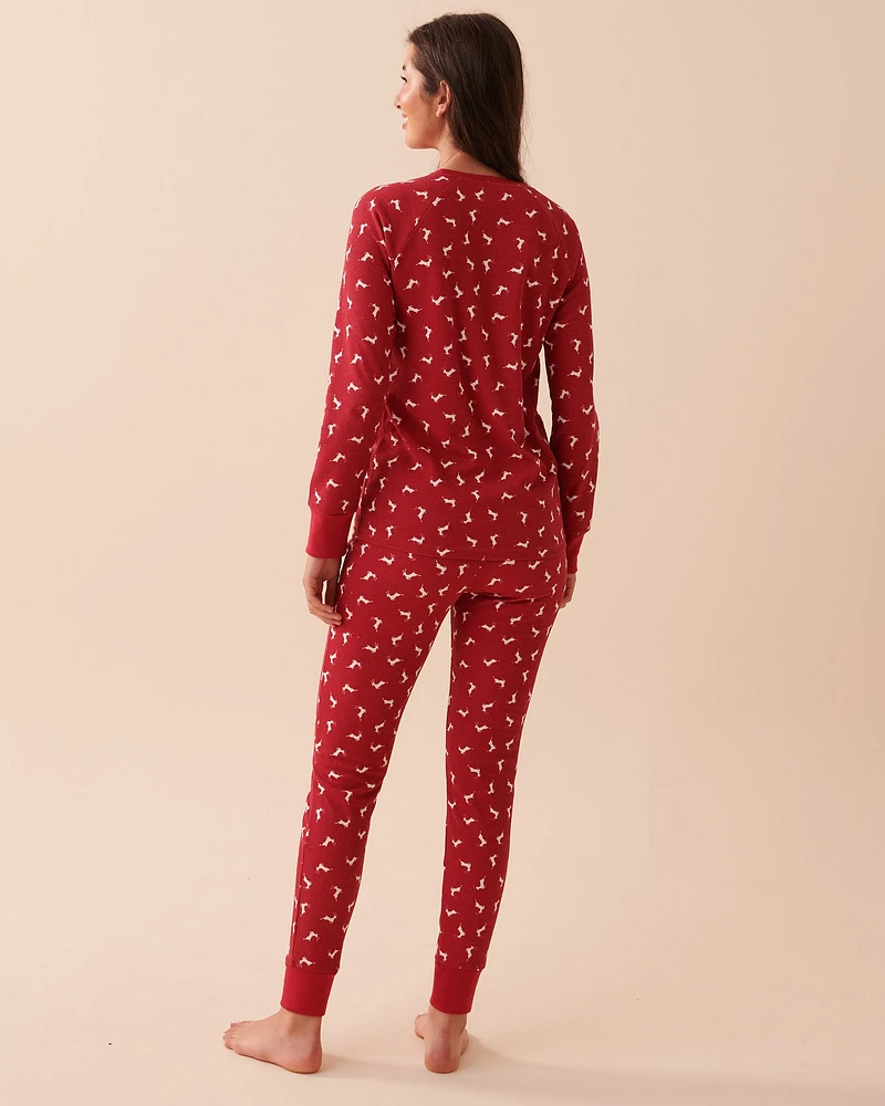 Ensemble pyjama en jersey gaufré imprimé animal