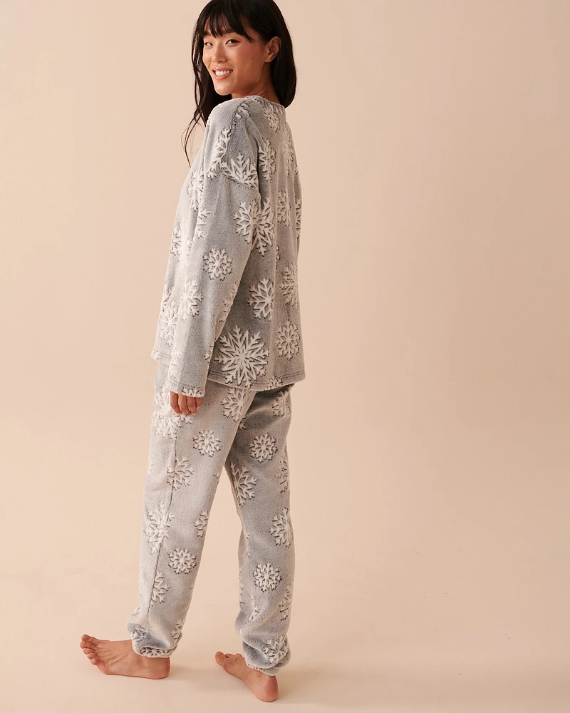 Ensemble pyjama à flocons en peluche douce
