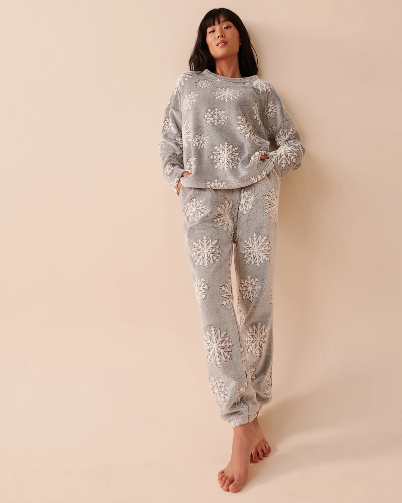 Ensemble pyjama à flocons en peluche douce