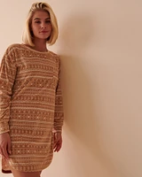 Luxury Velour Long Sleeve Sleepshirt with Pocket